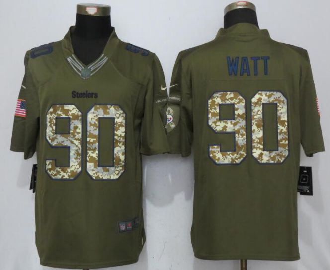 2017 NFL NEW Nike Pittsburgh Steelers #90 Watt Green Salute To Service Limited Jersey->houston texans->NFL Jersey